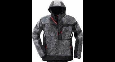 PROF fijnbrei-softshelljas grijs gemeleerd/zwart -mt S t/m 3XL.