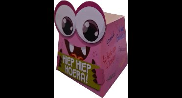snoepdoosje monster, geschenkdoosje hiep hiep hoera
