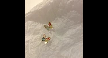 dames vlinder oorknoppen zirkonia- 10mm-10mm-goud