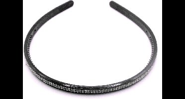 Diadeem smal zwart met strass