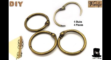 Bob Online ™ - 4 Stuks – Vintage goud – 50 mm - Boekringen – Ringbanden – Ringen – Metalen Ringen – Los Blad Boek Ringen – Sleutelring – Verbindingsringen – DIY Scrapbook Ringen – Plakboek Ringbanden – Album Boekringen – Binder Rings