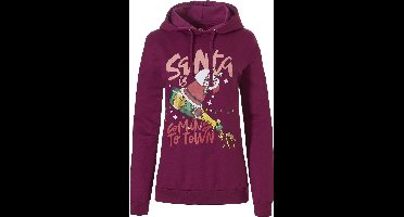 Dames Kersttrui Met Capuchon Santa Is Coming To Town Hoodie Kerst Print Paars - Maat S