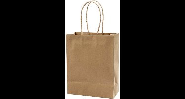 Papieren Zakken - Papieren Tas - Bruin - DIY Cadeauverpakking - Hobby Papieren Tassen Voor Decoratie - Formaat 23x18x9cm - Gewicht 125gr - Set Van 10 Stuks