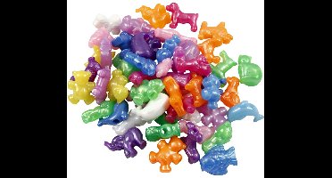 CC Plastic Kralen Dieren 25 mm Multi 55 gr