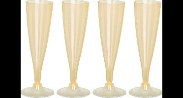 EH Prosecco/champagneglazen - 4x - geel - kunststof - 130 ml - herbruikbaar