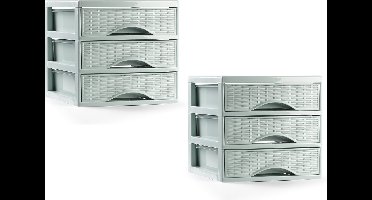 PlasticForte ladeblokje/bureau organizer - 2x - 3 lades - mintgroen - L18 x B23 x H17 cm