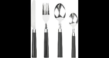 Benson 16-delige bestekset - Modern design - Zwarte handvaten - RVS - Vaatwasserbestendig