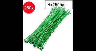 Kabelbinders - Tyraps - Tie wraps - Kabel organizer - 4x250mm - 250 stuks - groen