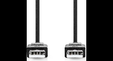 Nedis USB-Kabel - USB 2.0 - USB-A Male - USB-A Male - 480 Mbps - Vernikkeld - 3.00 m - Rond - PVC - Zwart - Label