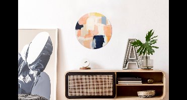 WallCircle - Muurstickers - Behangcirkel - Kunst - Abstract - Roze - Pastel - ⌀ 30 cm - Muurcirkel - Zelfklevend - Ronde Behangsticker