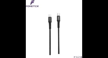 FoneTex 2m USB-C To USB-C Kabel - Voor Samsung/Redmi/Oppo/Huawei - Data Kabel - 60W