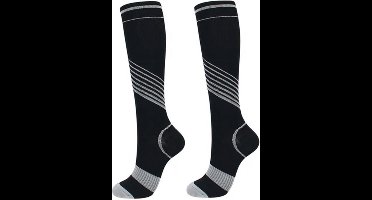 Sport sokken - Sokken - Compressiekousen - Lange sokken - Voor Dames En Heren - Zwart/Grijs - Maat 35-39