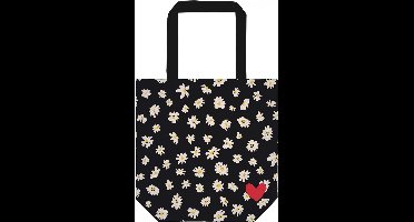 Moses Shopper Boodschappentas Bloemen Zwart 37 X 38 Cm