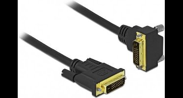 DVI-D Dual Link monitor kabel - 1x haaks - verguld / zwart - 1 meter