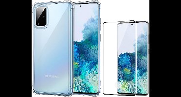 Hoesje geschikt voor Samsung Galaxy S20 Plus - Transparant Shock Proof Siliconen Case + Screenprotector Full
