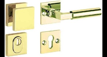 Veiligheidsgarnituur - Messing ongelakt - Mi Satori - Mi Satori knop/kruk op - SKG Bauhaus messing ongelakt rechts