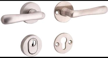 Veiligheidsgarnituur - Nikkel mat ongelakt - Mi Satori - Mi Satori kruk/kruk op - SKG Linea mat nikkel / mat nikkel PVD rechts