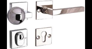 Veiligheidsgarnituur - Chroom - Mi Satori - Mi Satori knop/kruk op - SKG Kare glans nikkel / glans chroom rechts