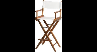 Stuurstoel Hoog Teak DeLuxe met Wit Canvas (Geolied)