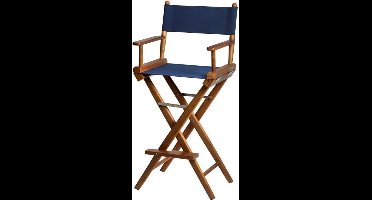 Stuurstoel Hoog Teak DeLuxe met Navy Canvas (Geolied)
