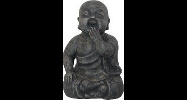 SENSE Lagende Boddha -Happy shaolin- Lagende Monnik - Zittend Buddha - Tuinbeeld - Woonkamer beeld - Vensterbank - Balkon buddha grijs