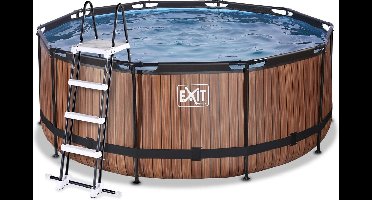 EXIT Wood Frame Zwembad ø360 - Opzetzwembad - met Filterpomp - Rond - Bruin