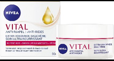 NIVEA VITAL Anti-Rimpel Extra Voedende Dagcrème voor vrouwen SPF 15 - Moisturizer - Rijpe en droge huid - Arganolie - 50 ml