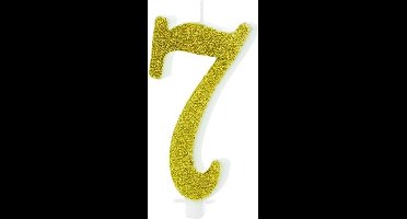PartyDeco - Verjaardagskaars 7 Glitter Goud
