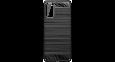 Shop4 - Geschikt voor Samsung Galaxy A71 Hoesje - Zachte Back Case Brushed Carbon Zwart