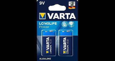 Varta Longlife Power 9 Volt Block - 6LR61 - 2 stuks