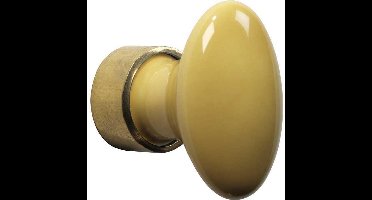 Meubelknop ovaal porselein 33mm messing ongelakt/mosterd