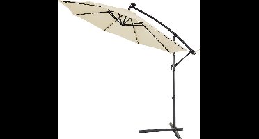 Kingsleeve Zweefparasol - Parasolvoet LED-verlichting 350cm - Crème