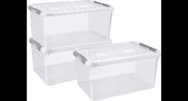 Curver Handy+ Opbergbox - 50L - 3 stuks - Transparant met deksel