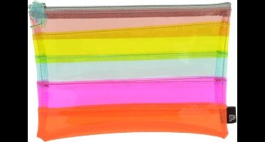 Etui Funtastic. Etui gemaakt van fel gekleurde neon stroken, met rits en kwastje. 21x14cm K-5820220037