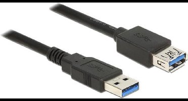 USB naar USB verlengkabel - USB3.0 - tot 2A / zwart - 0,50 meter