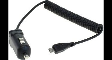 USB Micro B autolader met vaste spiraalkabel - 1A / zwart - 1 meter