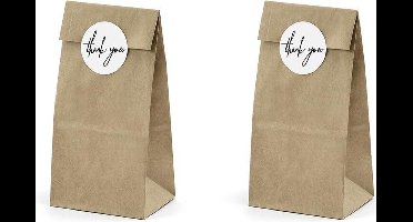 PartyDeco Traktatie zakjes - Kraftpapier zakjes voor feestjes - 6 stuks
