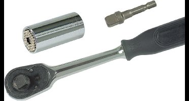 Wiha Dopsleutelinzetset gripper Zeskant met ratel 3/8" en adapter foor accuschroevendraaier in blister 3-delig (20783)
