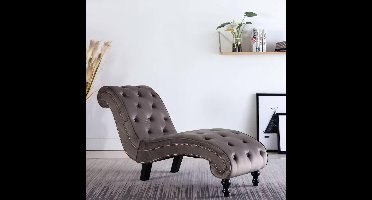 vidaXL - Chaise - longue - fluweel - grijs