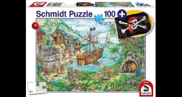Schmidt Piraten Baai Puzzel - 100 stukjes - Met piratenvlag - 6+ jaar