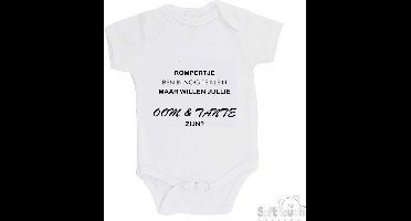 Soft Touch Romper "Voor dit rompertje ben ik nog te klein maar wil je straks mijn Tante zijn? " Unisex Katoen Wit/zwart Maat 56/62