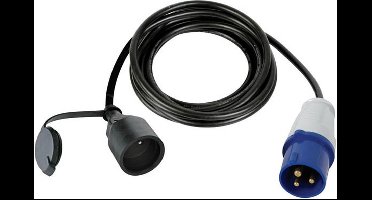 Perel Verloopkabel, H07RN-F 3G2.5, 3 m, 16 A/230 V, 3680 W, CEE naar type E, voor binnen en buiten, rubber, blauw