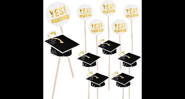 Boland Cocktailprikkers - 24x - Geslaagd thema - papier - 12 cm - diploma examenfeest versiering