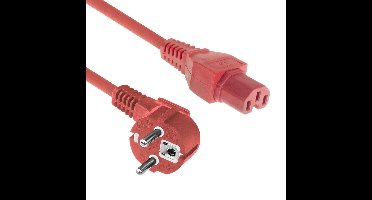 ACT Netsnoer Schuko CEE 7/7 male (haaks) - C15 IEC 60320 rood 2 m AK5315