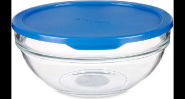 Ronde Lunchtrommel met Deksel Blauw Plastic Glas (1135 ml)