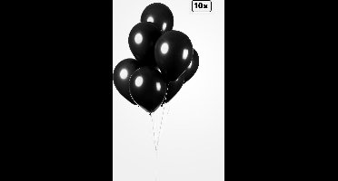 10x Ballon zwart 30cm - Festival feest party verjaardag landen helium lucht thema