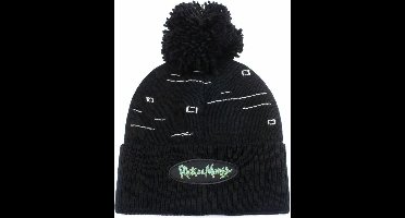 Rick And Morty - Pixel Print Zwart Pomponhoed