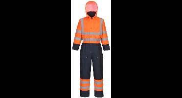 Portwest Hi-Vis Tweekleuren Overall - Gevoerd S485 - Oranje/Marine - XL