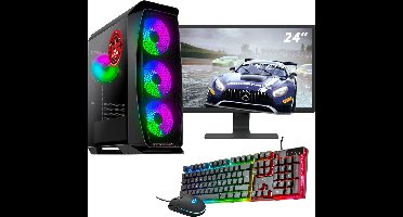 ScreenON - Gaming Set - Colour Maniac - V1 (GamePC + 24 Inch Monitor + Toetsenbord + Muis)