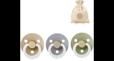 BIBS fopspenen T2 + speenzakje BolleToet - Glow in the dark vanilla, sage en cloud - 6-18 maanden